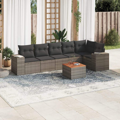 Set Divani da Giardino 7 pz con Cuscini Grigio in Polyrattan - homemem39