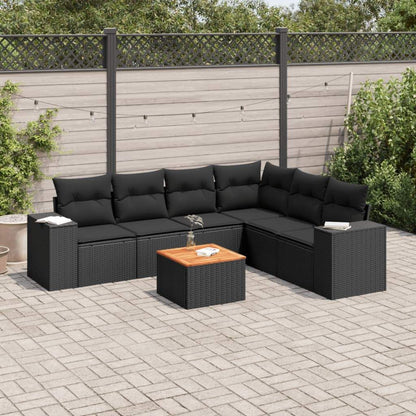 Set Divani da Giardino con Cuscini 7pz Nero Polyrattan - homemem39