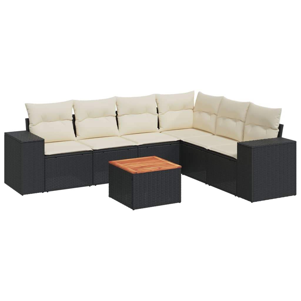 Set Divani da Giardino con Cuscini 7pz Nero Polyrattan - homemem39