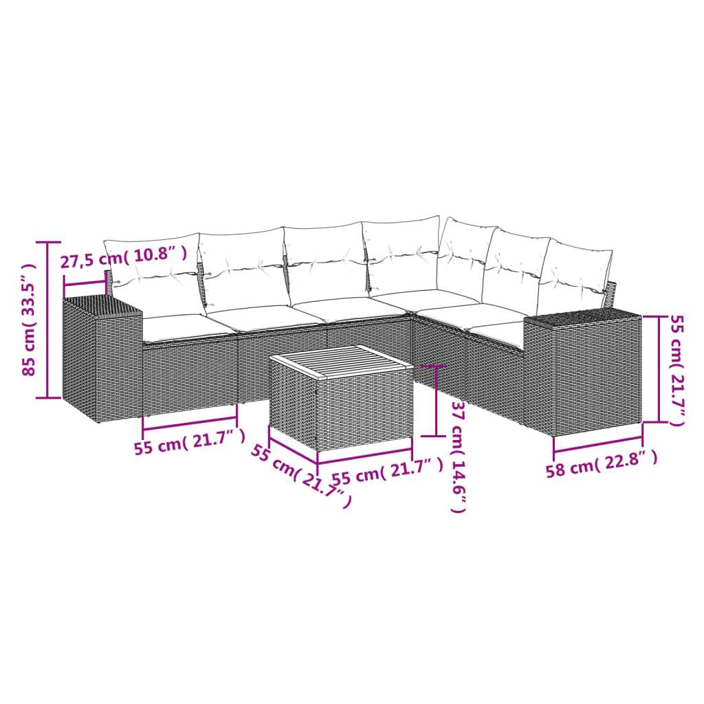 Set Divani da Giardino con Cuscini 7pz Nero Polyrattan - homemem39