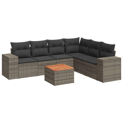 Set Divani da Giardino 7 pz con Cuscini Grigio in Polyrattan - homemem39