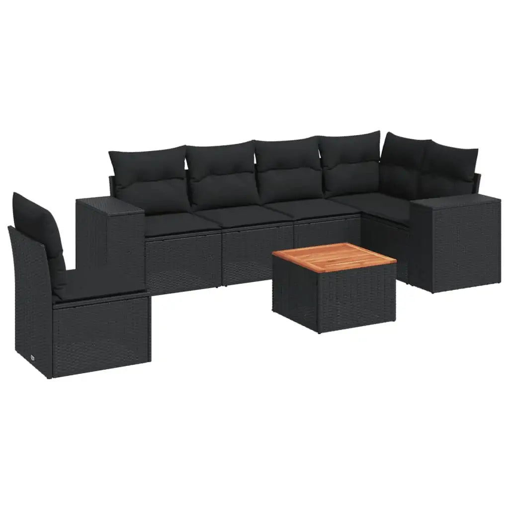 Set Divani da Giardino con Cuscini 7pz Nero Polyrattan - homemem39