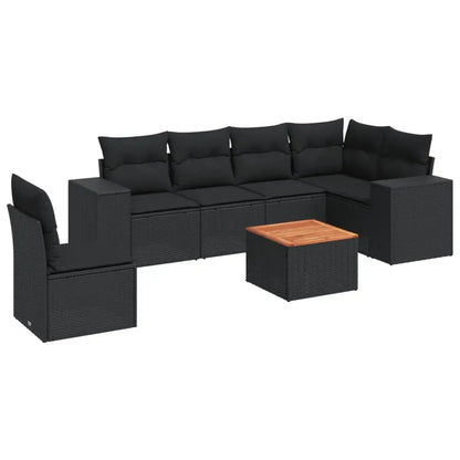 Set Divani da Giardino con Cuscini 7pz Nero Polyrattan - homemem39