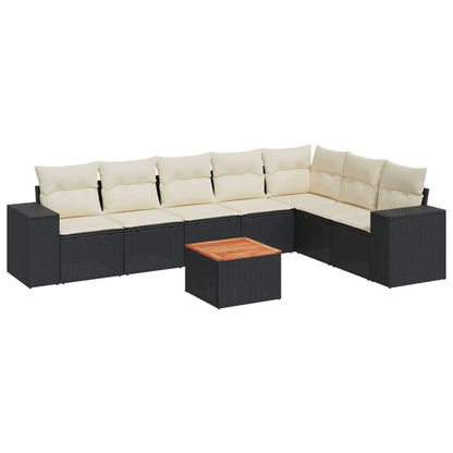 Set Divani da Giardino con Cuscini 8 pz Nero in Polyrattan - homemem39