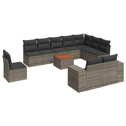 Set Divani da Giardino 11 pz con Cuscini in Polyrattan Grigio - homemem39