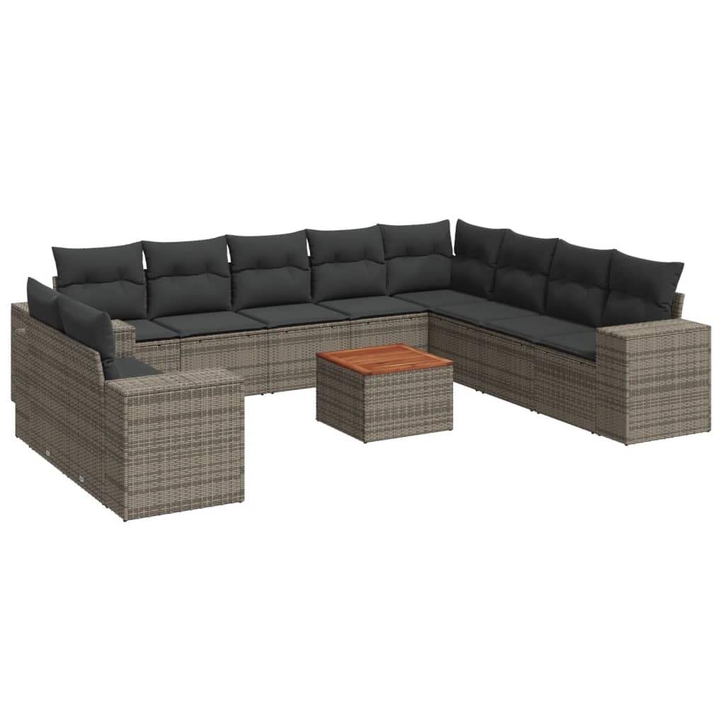 Set Divani da Giardino 11 pz con Cuscini in Polyrattan Grigio - homemem39