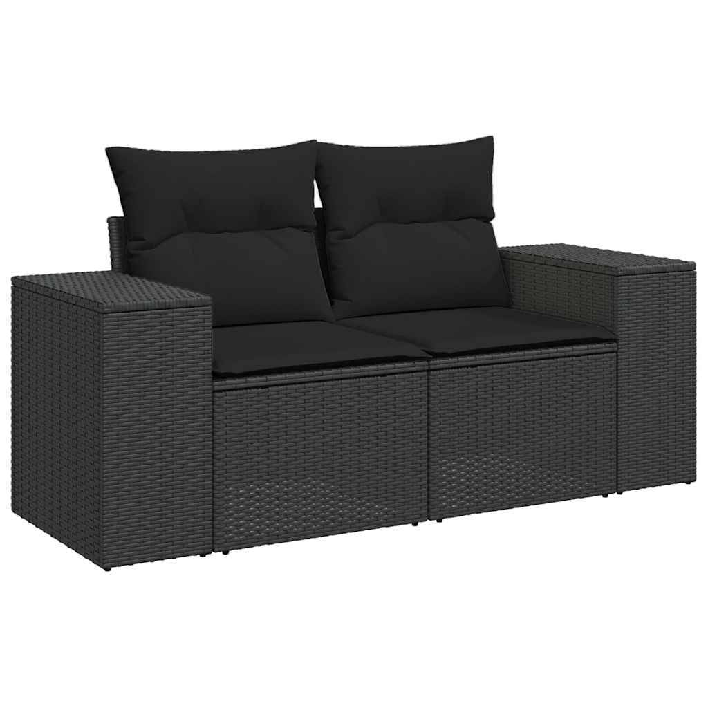 Set Divani da Giardino con Cuscini 7pz Nero Polyrattan | homemem39