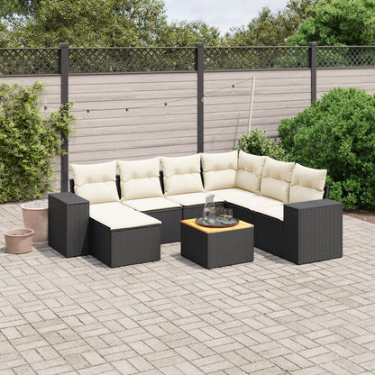 Set Divani da Giardino con Cuscini 8 pz Nero in Polyrattan - homemem39