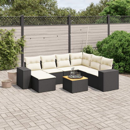 Set Divani da Giardino con Cuscini 8 pz Nero in Polyrattan - homemem39