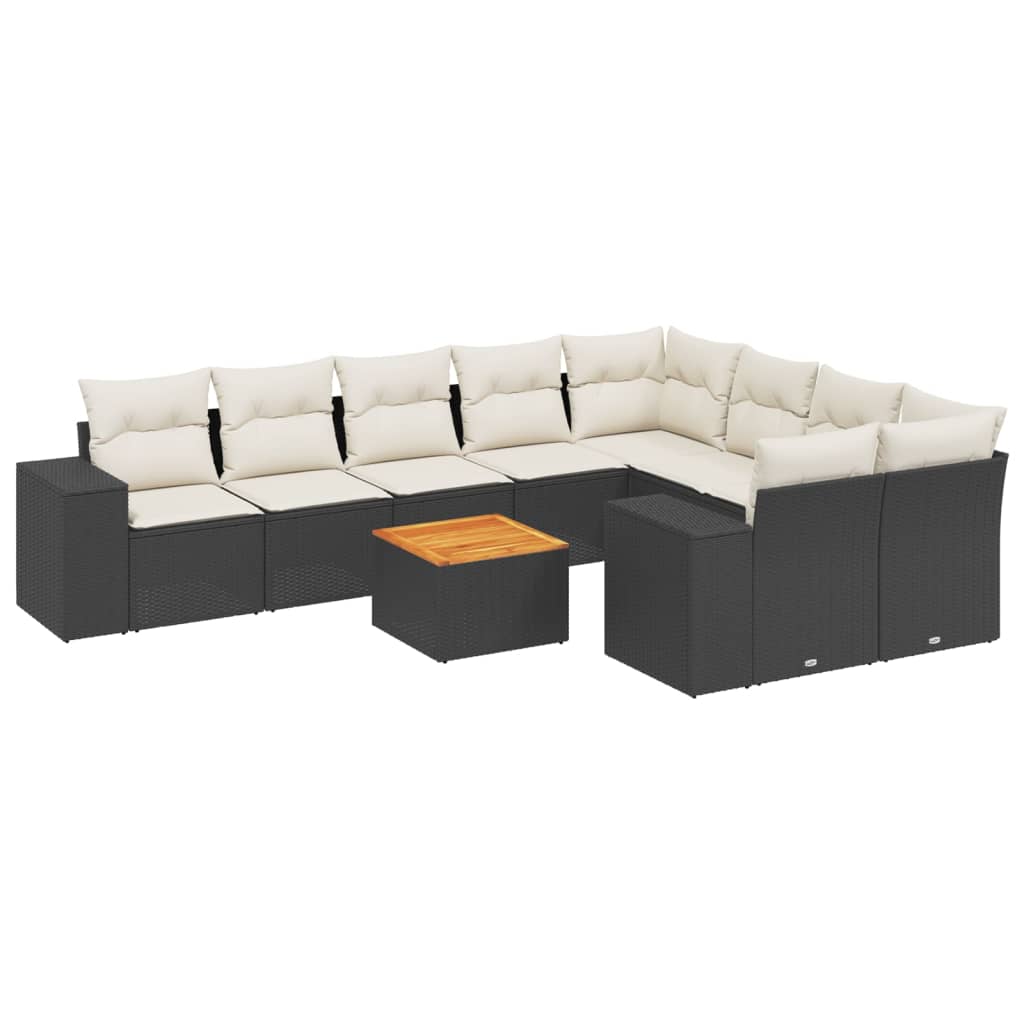 Set Divani da Giardino 10pz con Cuscini in Polyrattan Nero - homemem39