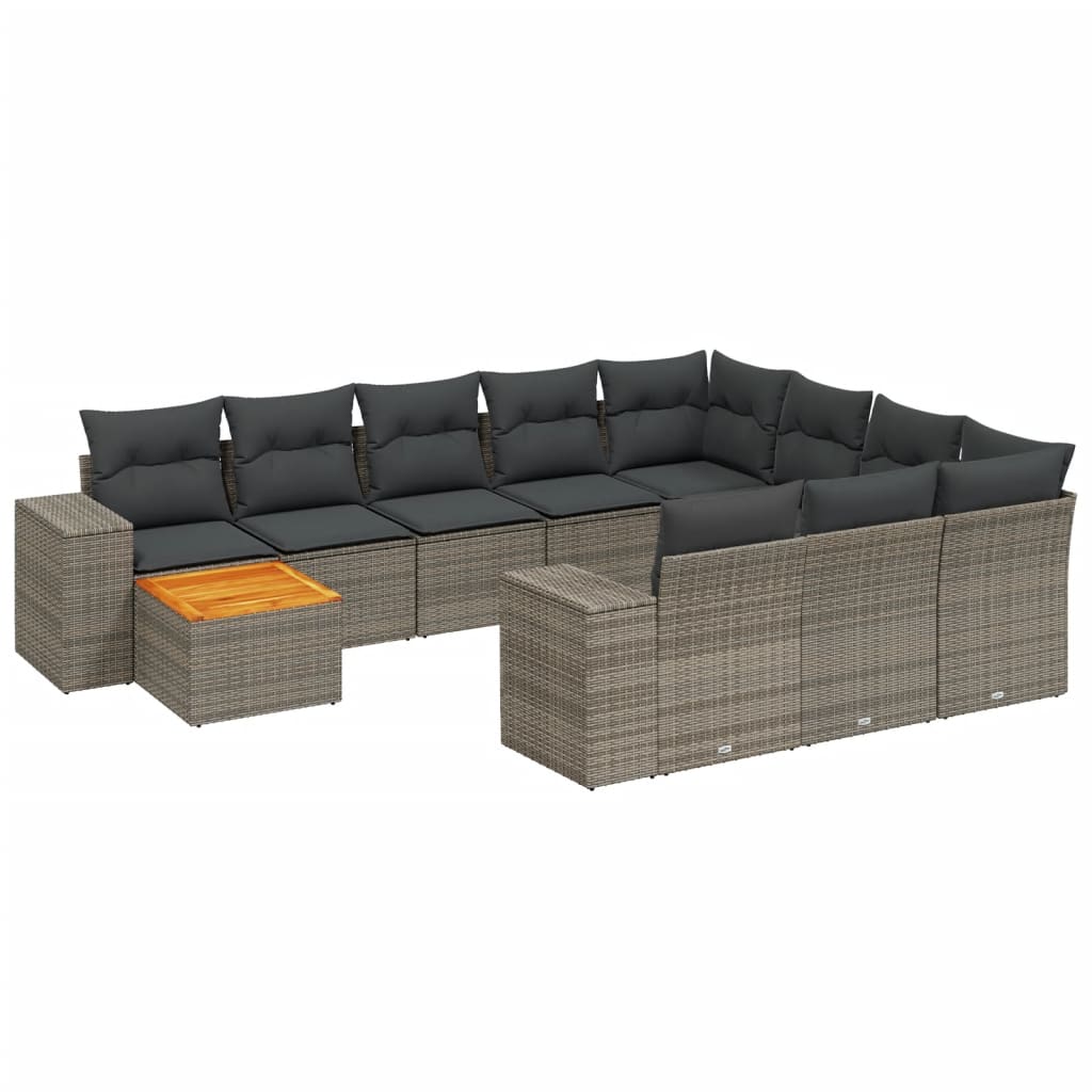 Set Divani da Giardino 11 pz con Cuscini in Polyrattan Grigio - homemem39