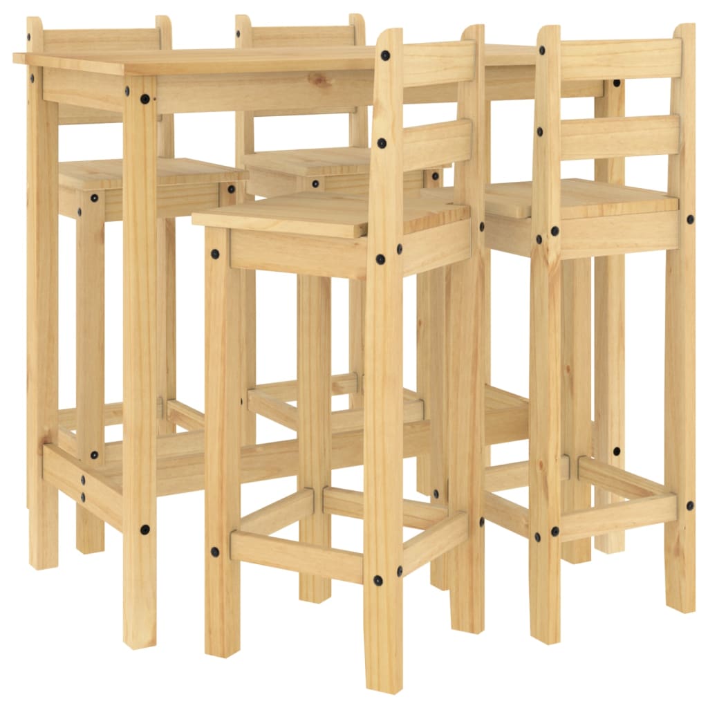 Set da Bar 5 pz in Legno Massello di Pino - homemem39