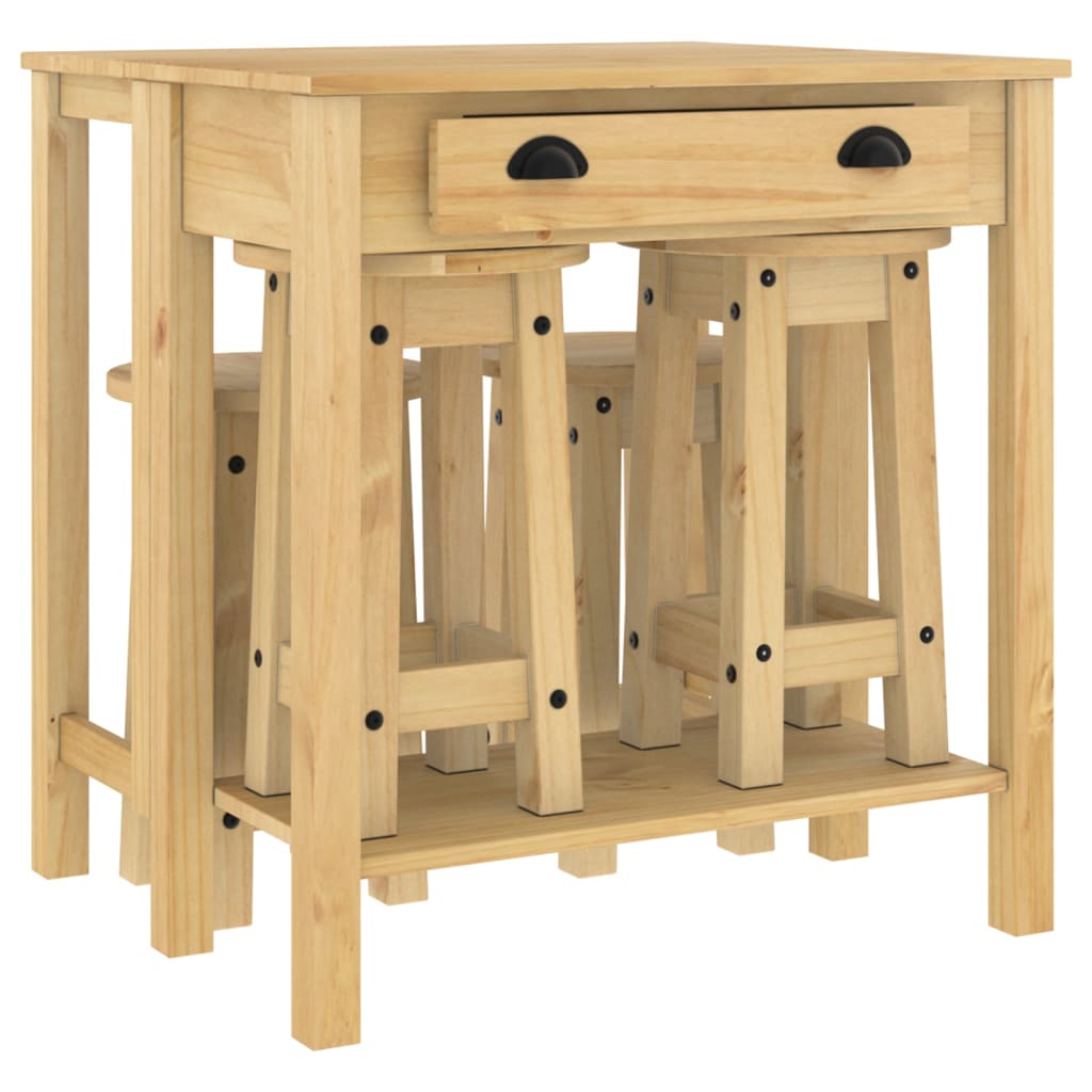 Set da Bar 5 pz in Legno Massello di Pino | homemem39