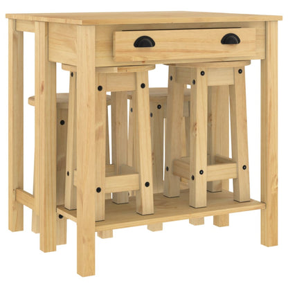Set da Bar 5 pz in Legno Massello di Pino | homemem39