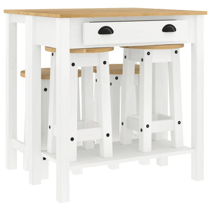 Set da Bar 5 pz Bianco in Legno Massello di Pino | homemem39