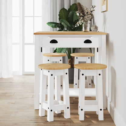 Set da Bar 5 pz Bianco in Legno Massello di Pino | homemem39