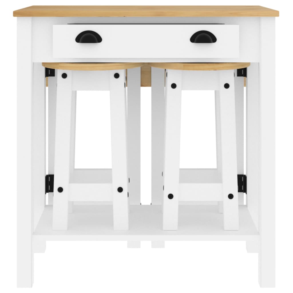 Set da Bar 5 pz Bianco in Legno Massello di Pino | homemem39