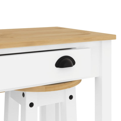 Set da Bar 5 pz Bianco in Legno Massello di Pino | homemem39