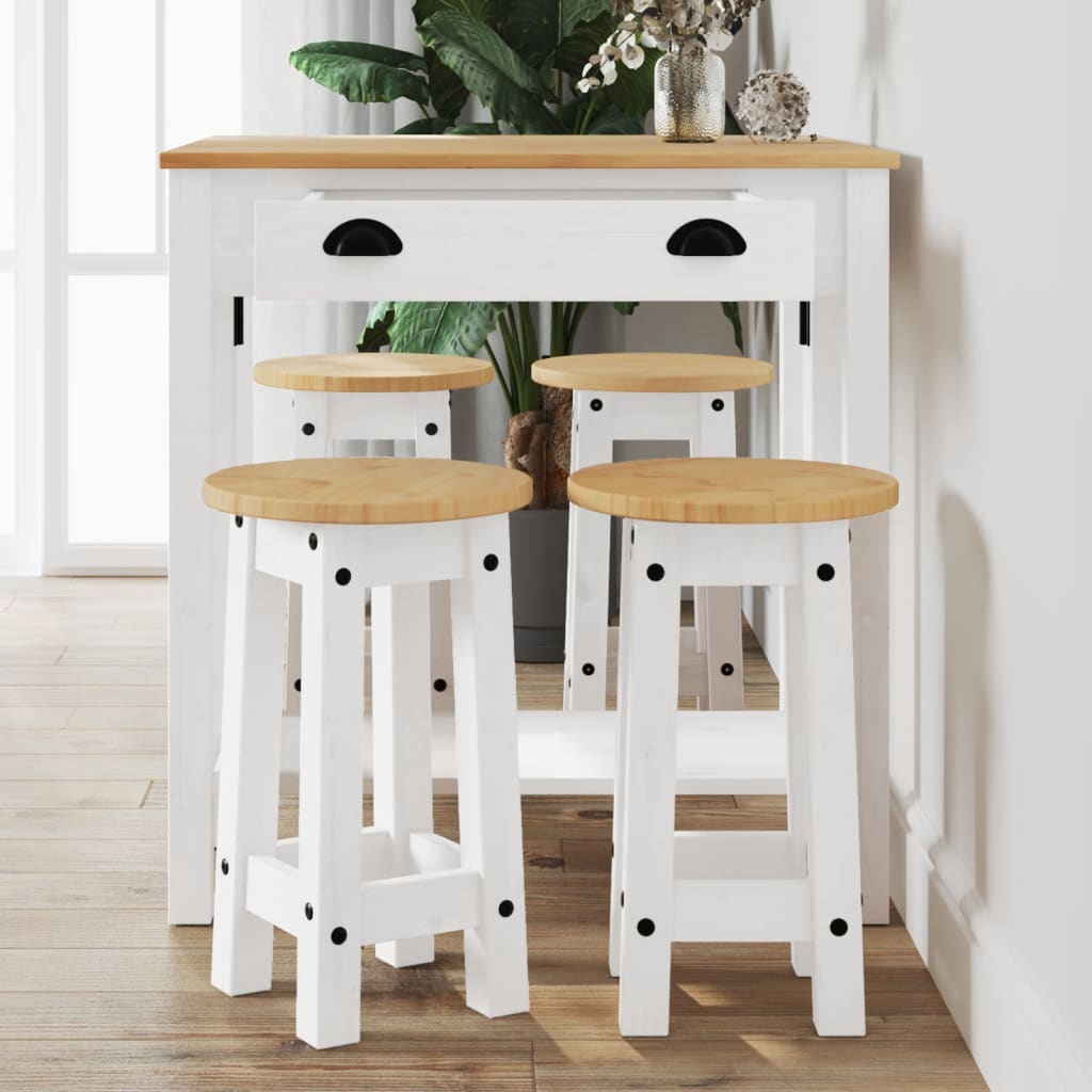 Set da Bar 5 pz Bianco in Legno Massello di Pino | homemem39
