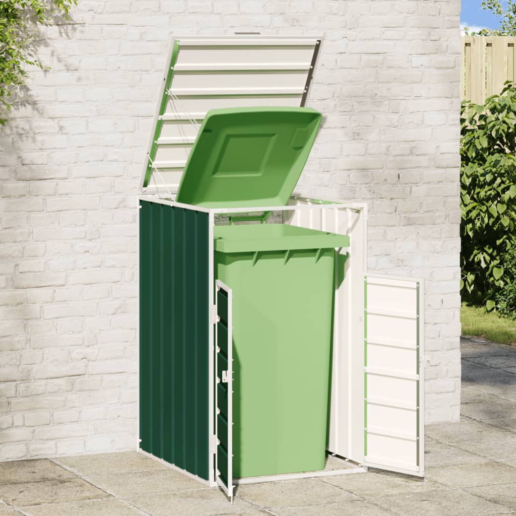 Copribidone con Ruote Bidone Singolo Verde 72x81x115cm Acciaio - homemem39