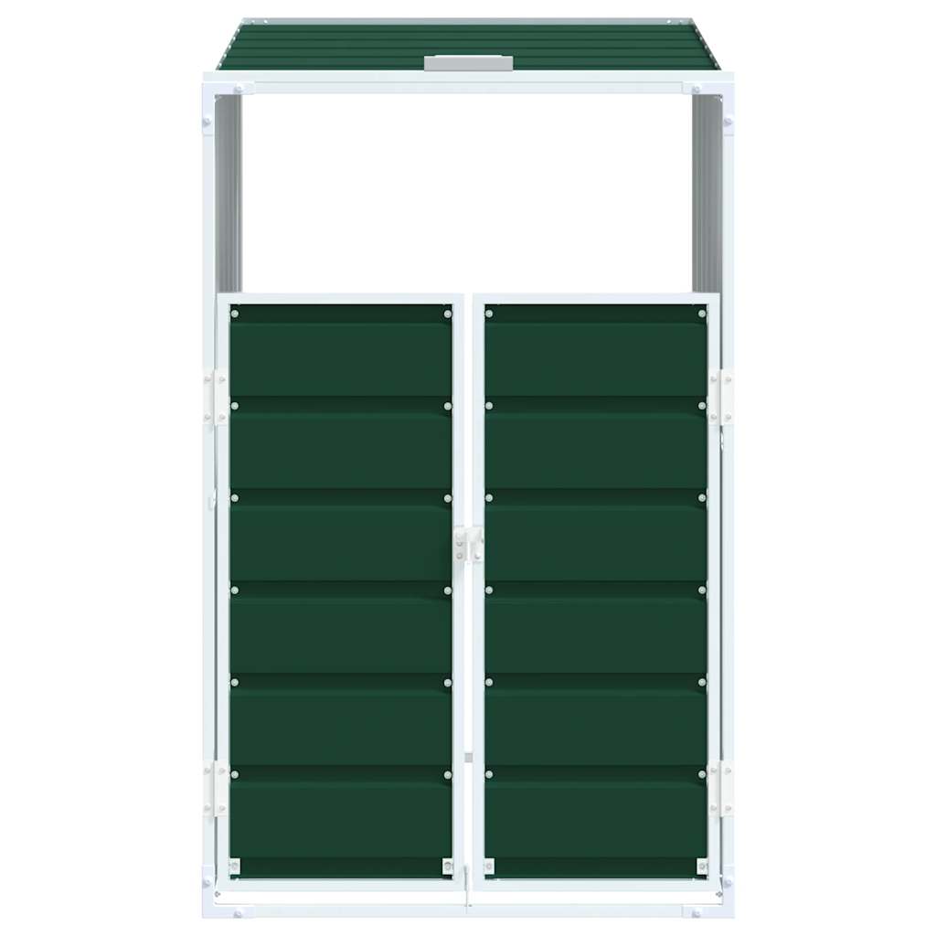 Copribidone con Ruote Bidone Singolo Verde 72x81x115cm Acciaio - homemem39