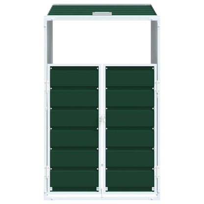 Copribidone con Ruote Bidone Singolo Verde 72x81x115cm Acciaio - homemem39