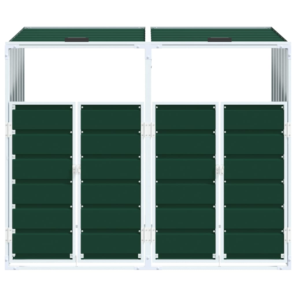 Copribidone con Ruote per 2 Bidoni Verde 144x81x113 cm Acciaio - homemem39