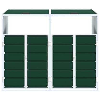 Copribidone con Ruote per 2 Bidoni Verde 144x81x113 cm Acciaio - homemem39