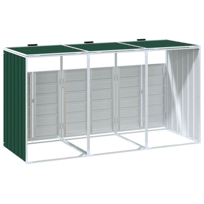 Copribidone con Ruote per 3 Bidoni Verde 216x81x115 cm Acciaio - homemem39