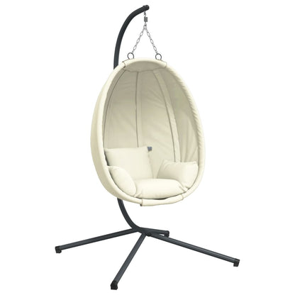 Sedia a Uovo Sospesa con Supporto Beige in Tessuto e Acciaio - homemem39