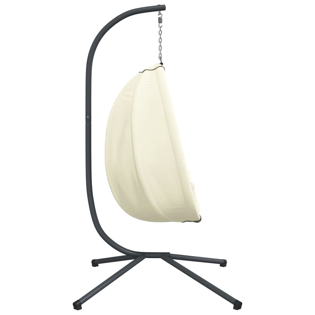 Sedia a Uovo Sospesa con Supporto Beige in Tessuto e Acciaio - homemem39