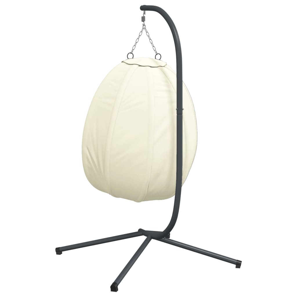 Sedia a Uovo Sospesa con Supporto Beige in Tessuto e Acciaio - homemem39