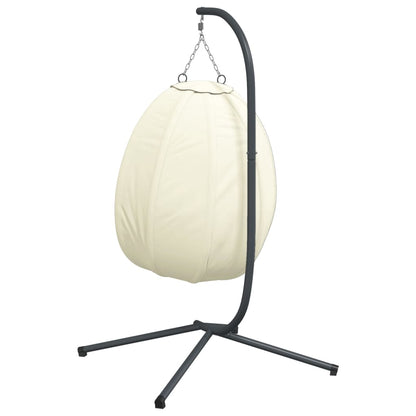 Sedia a Uovo Sospesa con Supporto Beige in Tessuto e Acciaio - homemem39