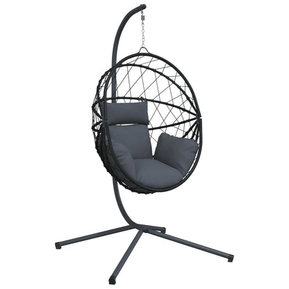 Sedia a Uovo Sospesa con Supporto Antracite Polyrattan/Acciaio - homemem39