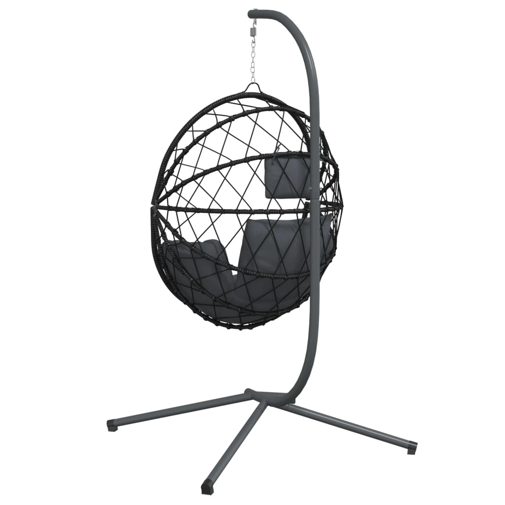 Sedia a Uovo Sospesa con Supporto Antracite Polyrattan/Acciaio - homemem39