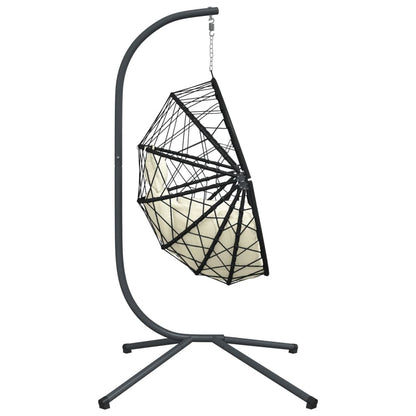 Sedia a Uovo Sospesa con Supporto Beige in Polyrattan e Acciaio - homemem39