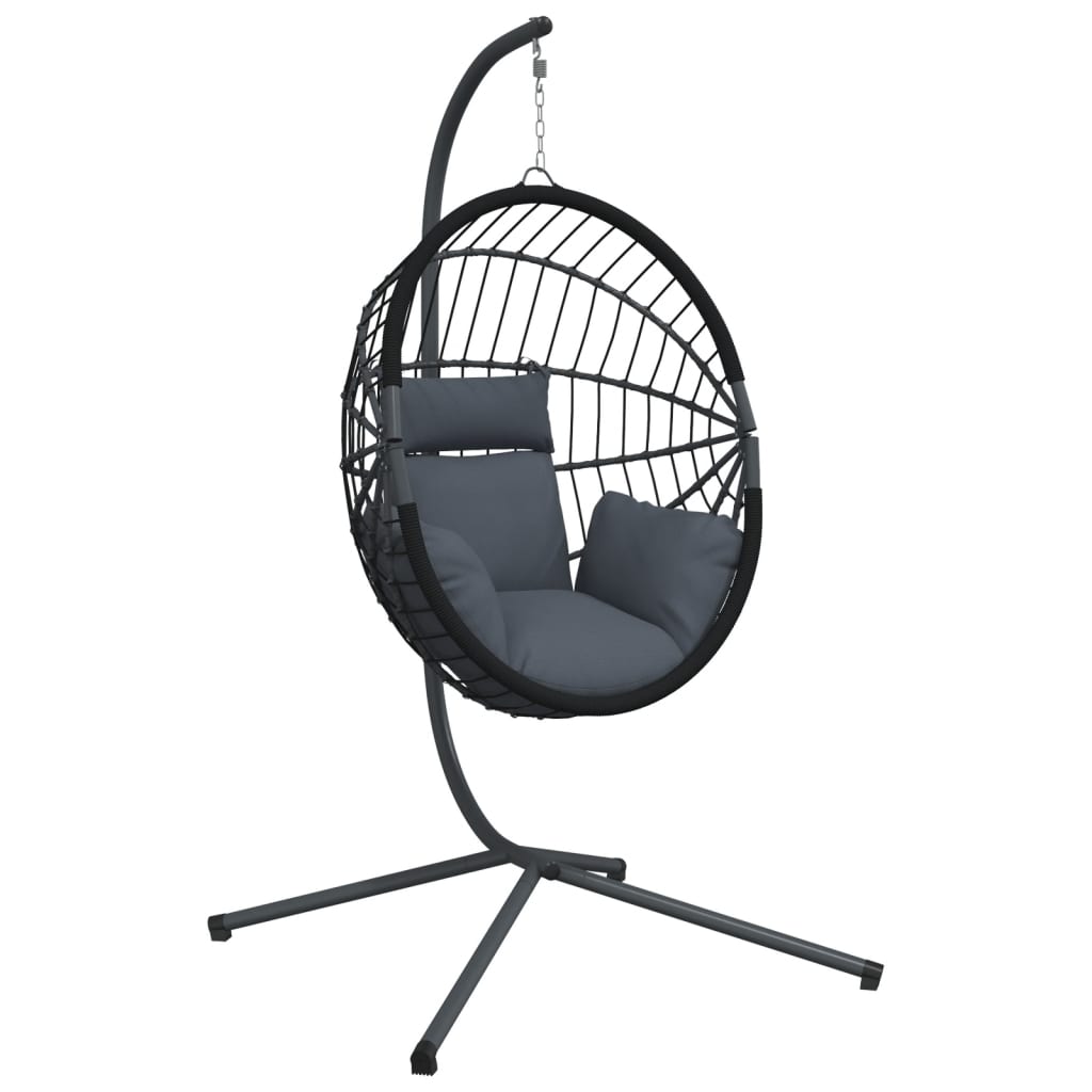 Sedia a Uovo Sospesa con Supporto Antracite Polyrattan/Acciaio - homemem39