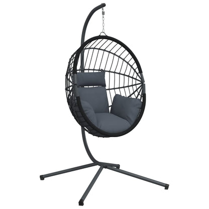 Sedia a Uovo Sospesa con Supporto Antracite Polyrattan/Acciaio - homemem39