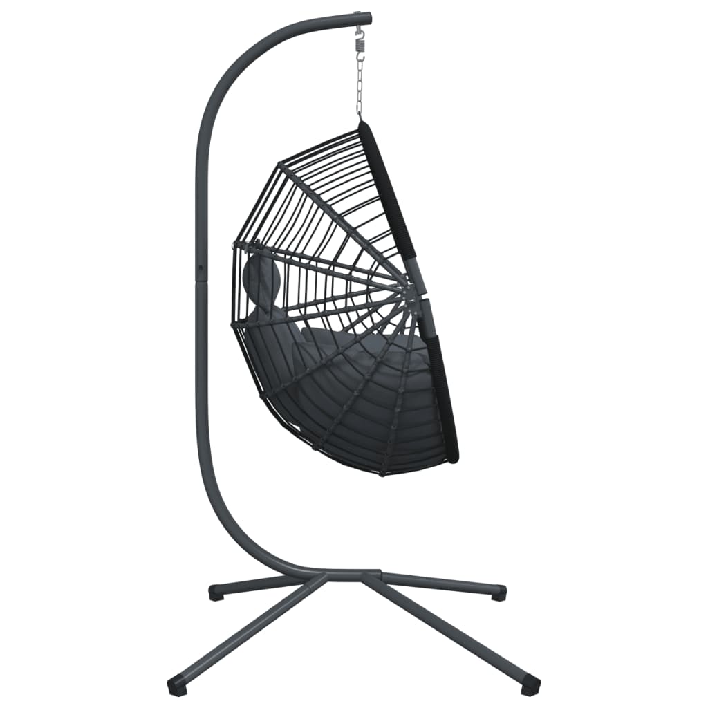 Sedia a Uovo Sospesa con Supporto Antracite Polyrattan/Acciaio - homemem39