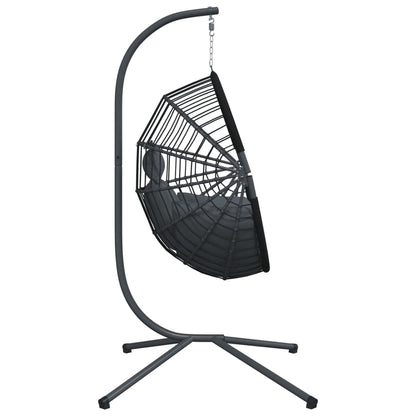 Sedia a Uovo Sospesa con Supporto Antracite Polyrattan/Acciaio - homemem39