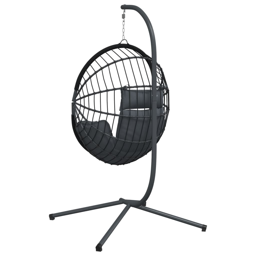 Sedia a Uovo Sospesa con Supporto Antracite Polyrattan/Acciaio