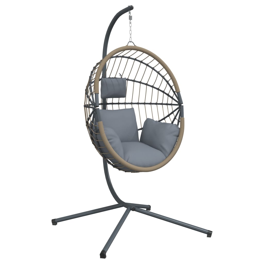 Sedia Uovo Sospesa e Supporto Grigio Chiaro Polyrattan/Acciaio - homemem39