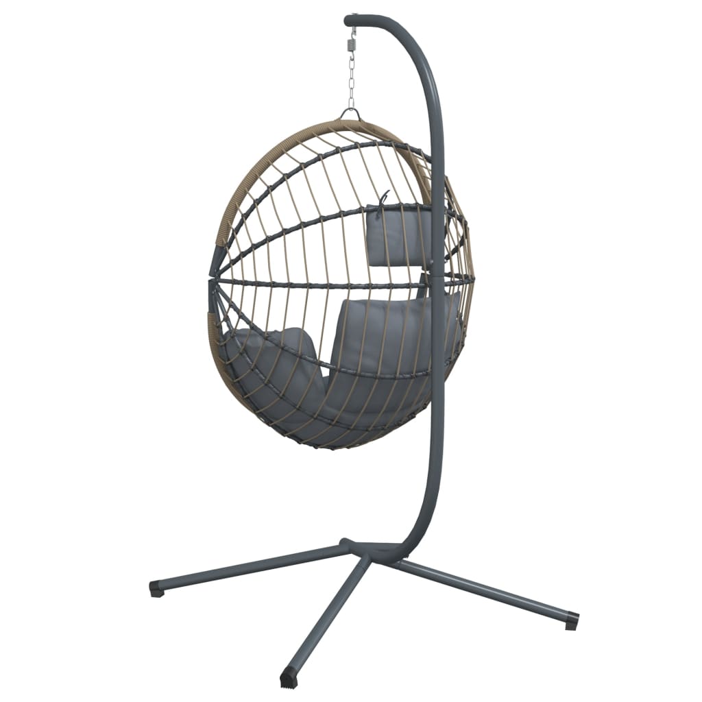 Sedia Uovo Sospesa e Supporto Grigio Chiaro Polyrattan/Acciaio - homemem39