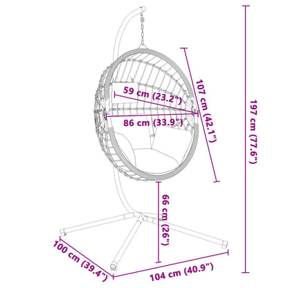 Sedia Uovo Sospesa e Supporto Grigio Chiaro Polyrattan/Acciaio - homemem39