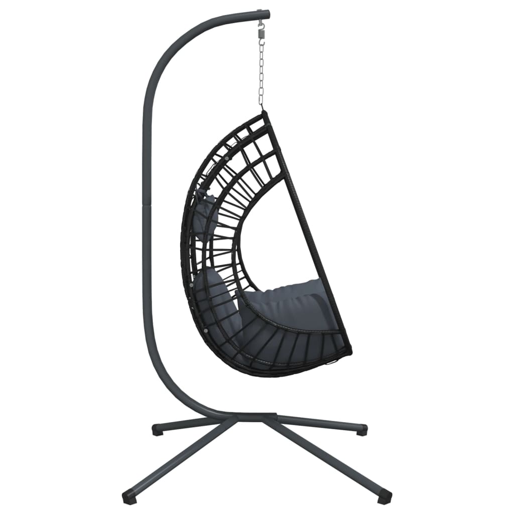 Sedia a Uovo Sospesa con Supporto Antracite Polyrattan/Acciaio - homemem39