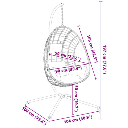 Sedia a Uovo Sospesa con Supporto Antracite Polyrattan/Acciaio - homemem39