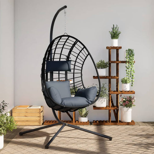 Sedia a Uovo Sospesa con Supporto Antracite Polyrattan/Acciaio - homemem39