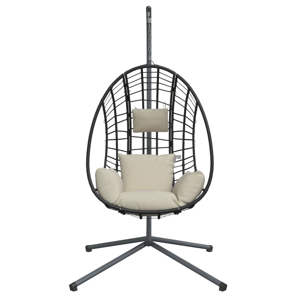 Sedia a Uovo Sospesa con Supporto Beige in Polyrattan e Acciaio - homemem39