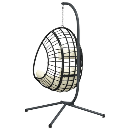 Sedia a Uovo Sospesa con Supporto Beige in Polyrattan e Acciaio - homemem39