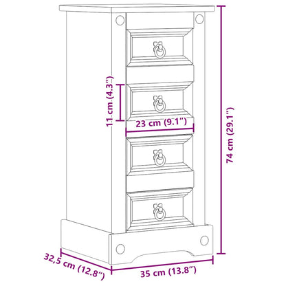 Comodino Corona 35x32,5x74 cm in Legno Massello di Pino | homemem39